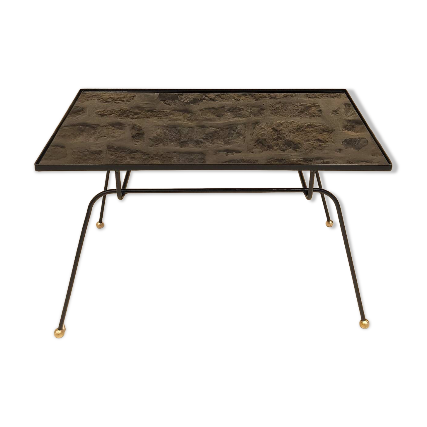 Modernist coffee table in metal and glass, 1950.