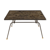 Table basse moderniste métal et verre, 1950