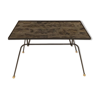 Modernist coffee table in metal and glass, 1950.