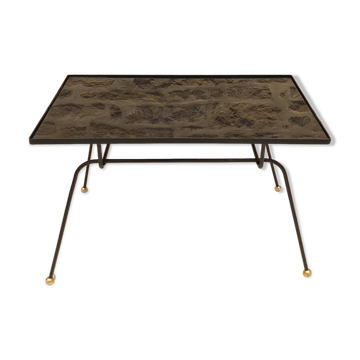Modernist coffee table in metal and glass, 1950.