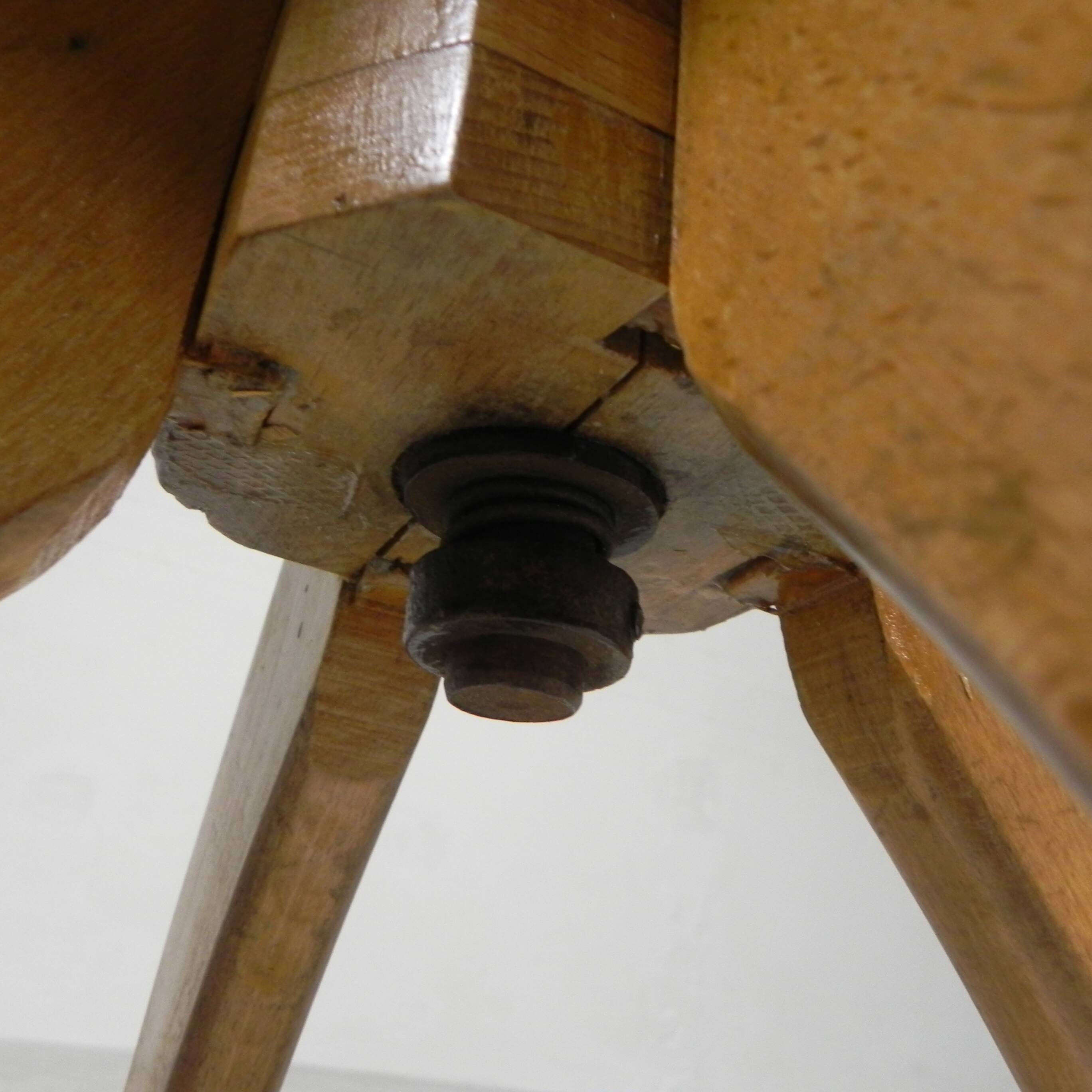 Wooden high chair, swivel chair, school chair, 1950s