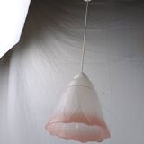 Mid-century white and pink glass suspension French vintage 1950