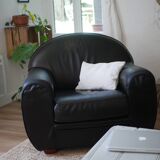 Black leather club chair