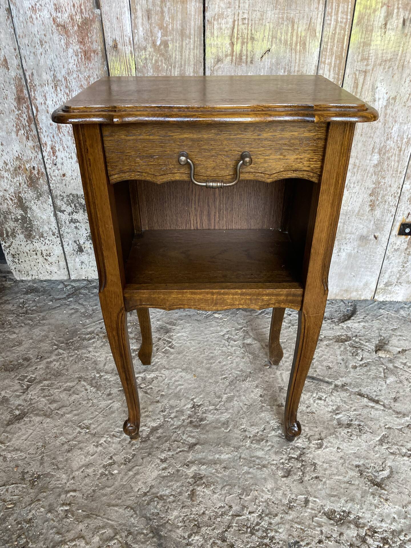 Antique nightstand louis xv style wood drawer + vintage case #e2