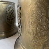 Engraved brass pot cover