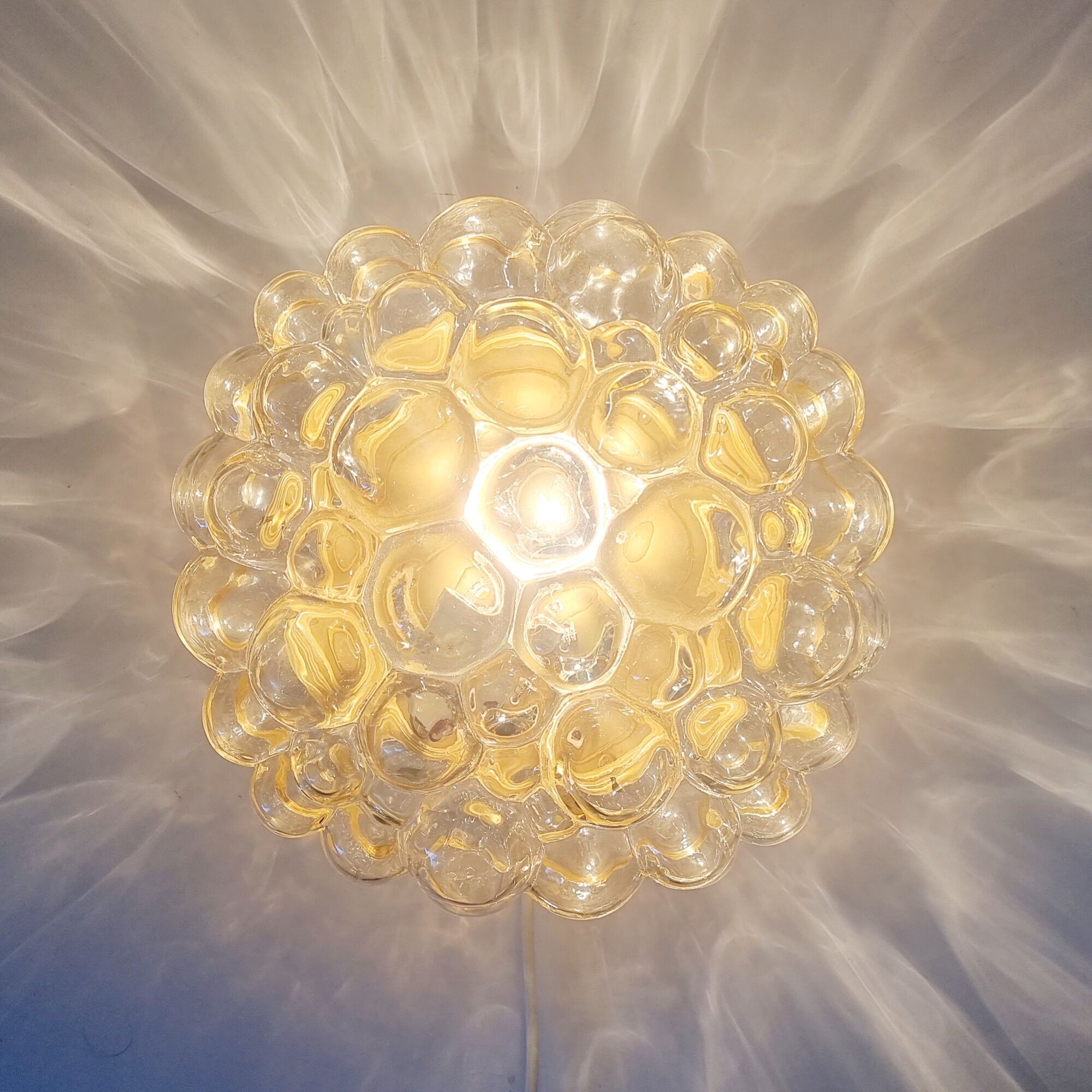 Amber bubble glass flush mount by Helena Tynell For Limburg, Germany, 1970s