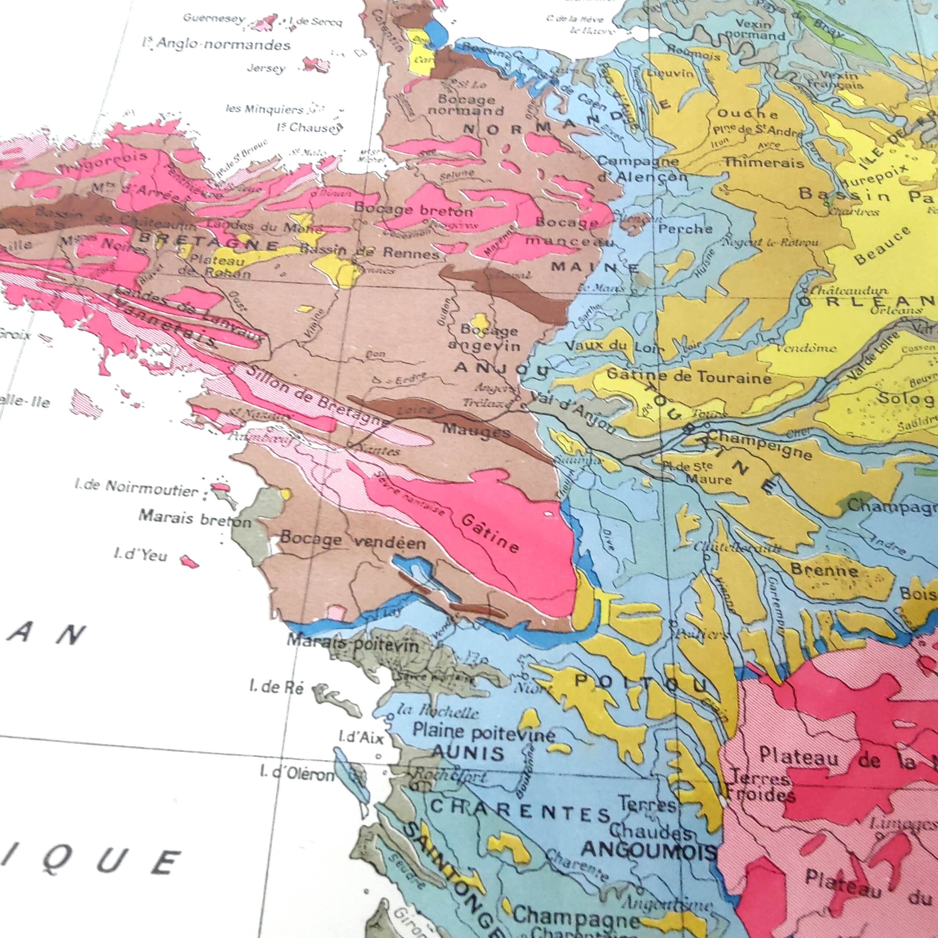 Old map of France from 1950 43x43cm