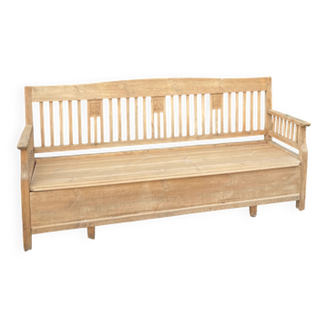 Large Scandinavian wooden storage bench