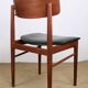 Set of 8 Danish chairs in teak, black leatherette and brass, Sven Chrobat/Sax.