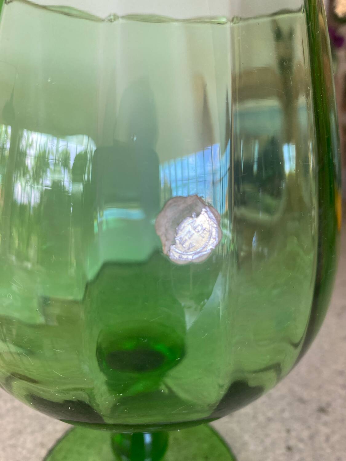 Green blown glass vase