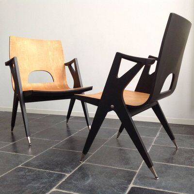 Set of 2 armchairs by Malatesta and Mason, 1950s