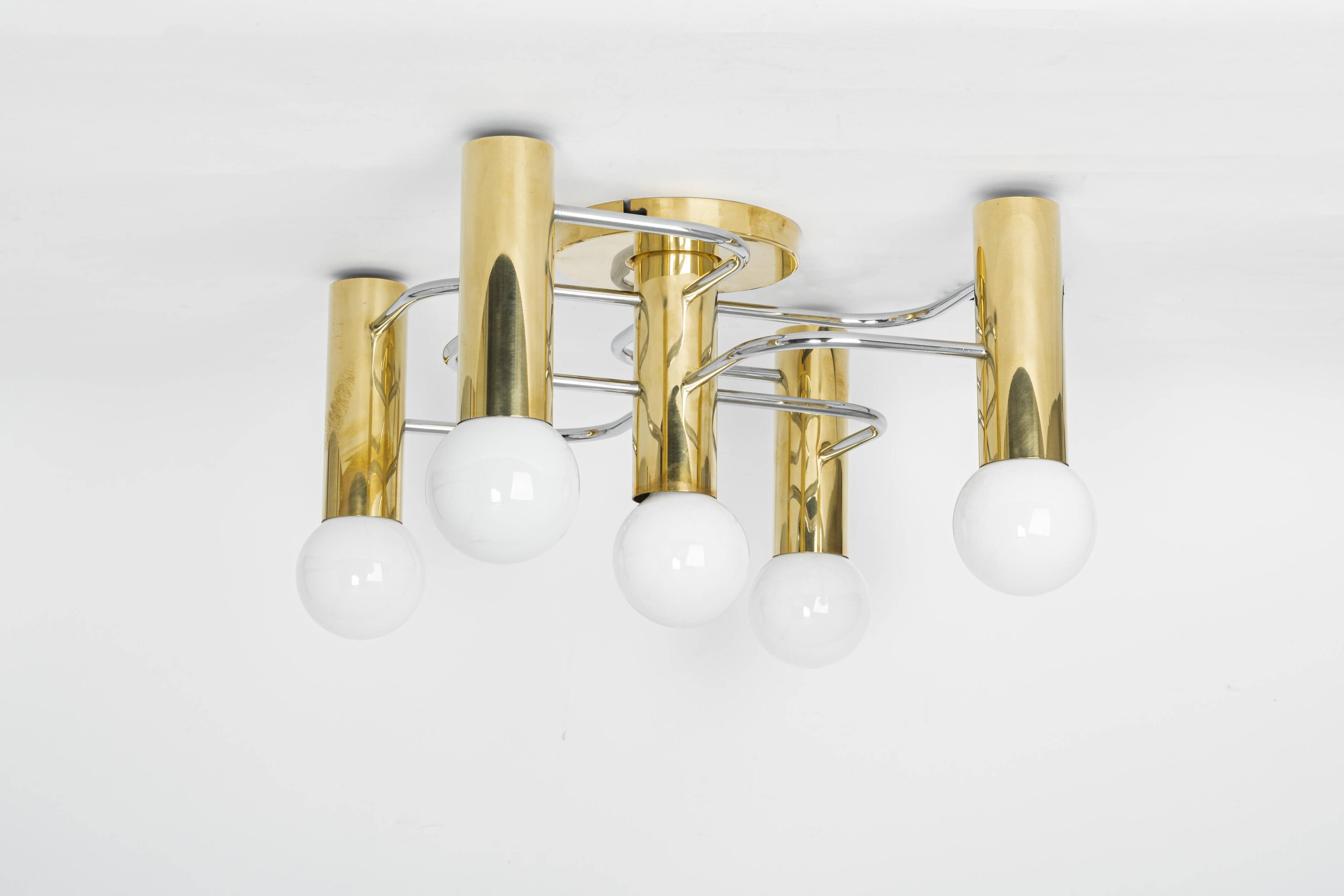 Leola Sciolari ceiling light in dark chrome brass, Germany, 1970s