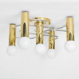 Leola Sciolari ceiling light in dark chrome brass, Germany, 1970s