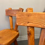 4 antique solid pine chairs