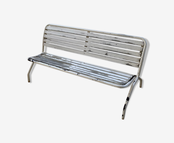 Banc pliant métal et bois années 60