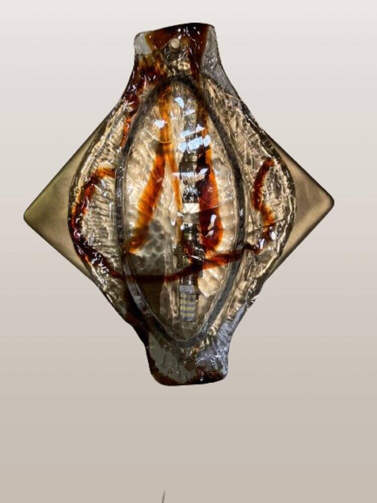 Lámpara colgante vintage de cristal de Murano de Mazzega, 1960