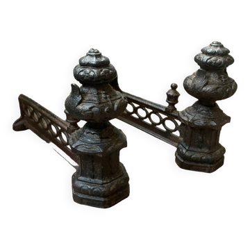 Pair of Louis XVI style bronze andirons