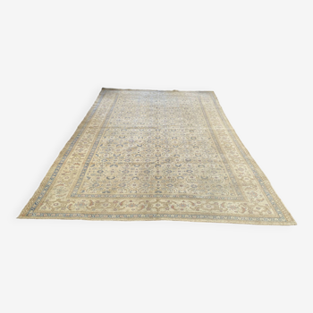 Ivory Oushak Rug 6x9 Neutral Vintage Rug -Beige Area Carpet -Beige Blue Rug Living Room MOON.111