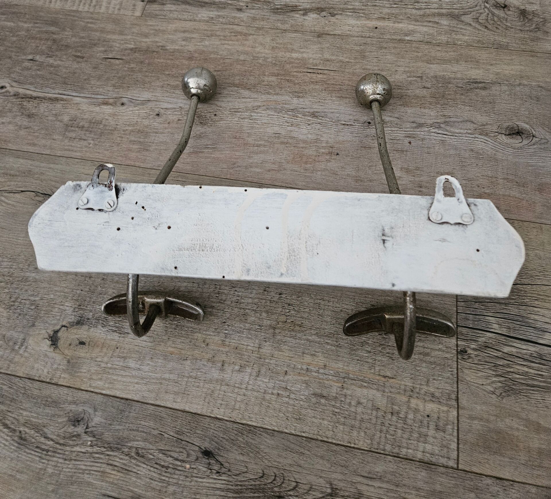 Antique wooden and metal coat rack