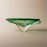 Green Murano Glass Bowl, Hand-Blown Italian 1970s Vide Poche with Organic Shape