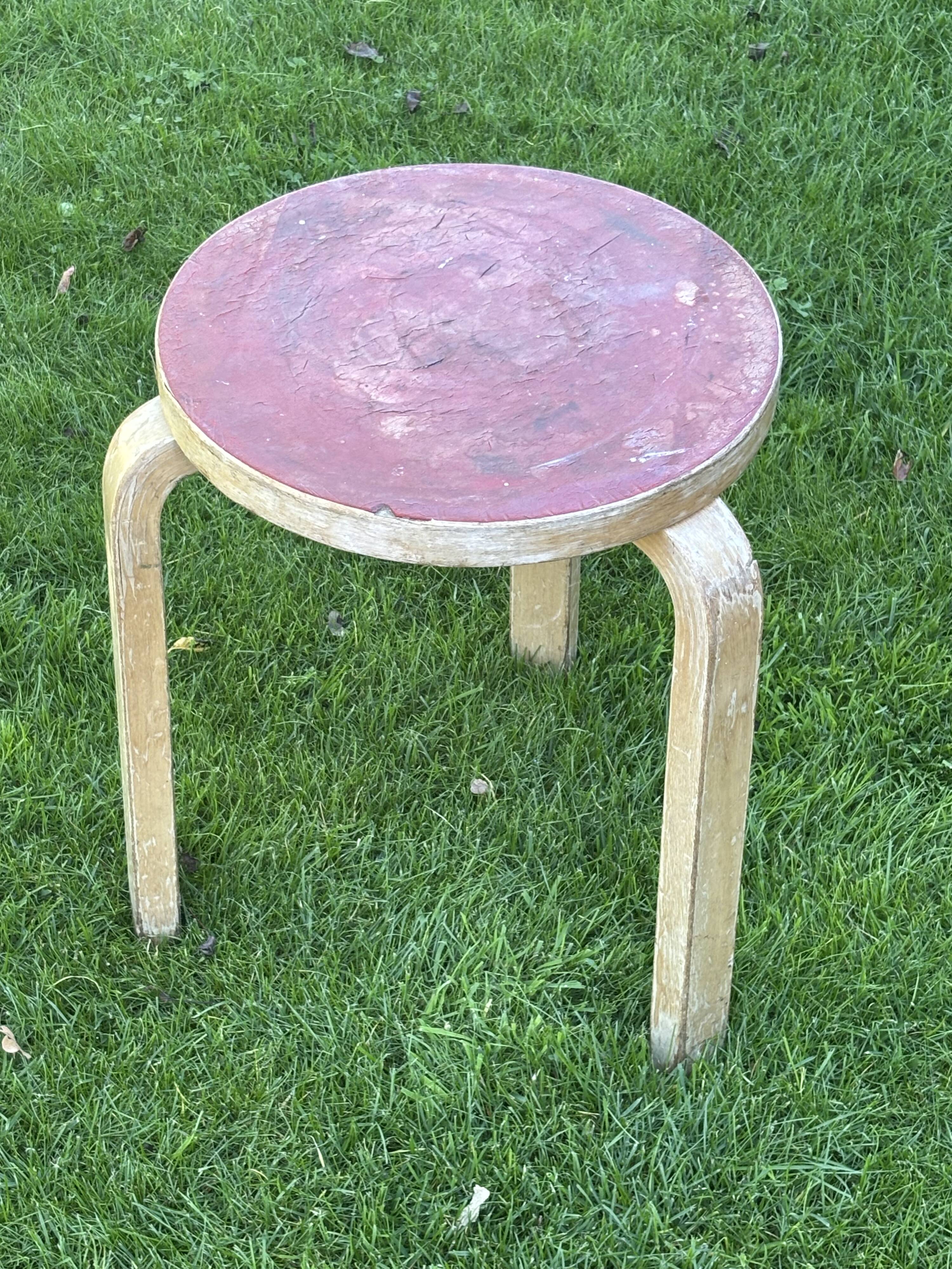 Alvar Aalto Artek Stool 60 Finland 1950s Vintage Birch Original Patina