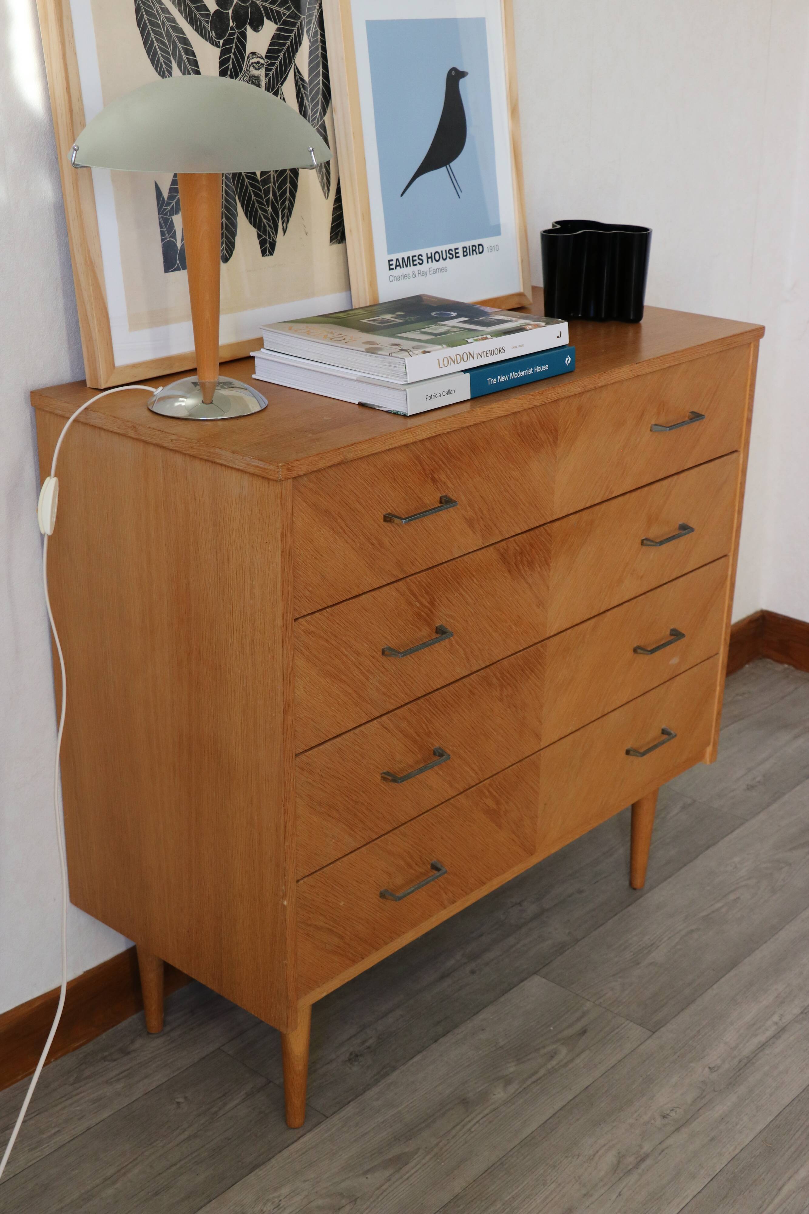 Vintage chest of drawers with compass feet