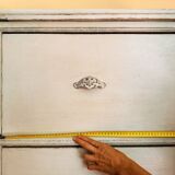 Solid wood sideboard with drawers.