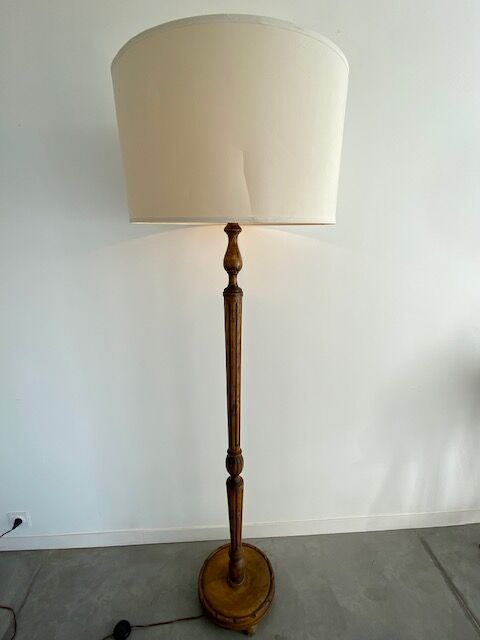 Mango wood floor lamp