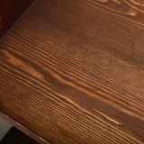 Gerrit Rietveld Zig Zag Chair is dark brown stained wood