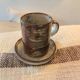 Vintage coffee service 10 pieces, 5 cups plus 5 saucers in speckled stoneware.