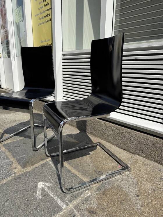 "Klass" designer chairs - wenge wood and chrome legs