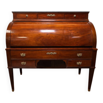 Important cylinder desk secretary in Louis XVI style made of mahogany with a system.