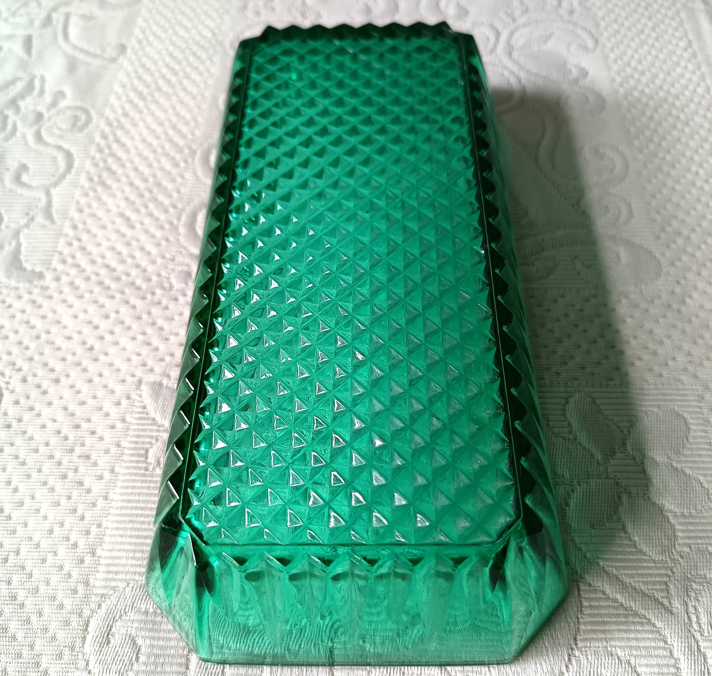 3 Arcoroc bowls in vintage emerald green molded glass