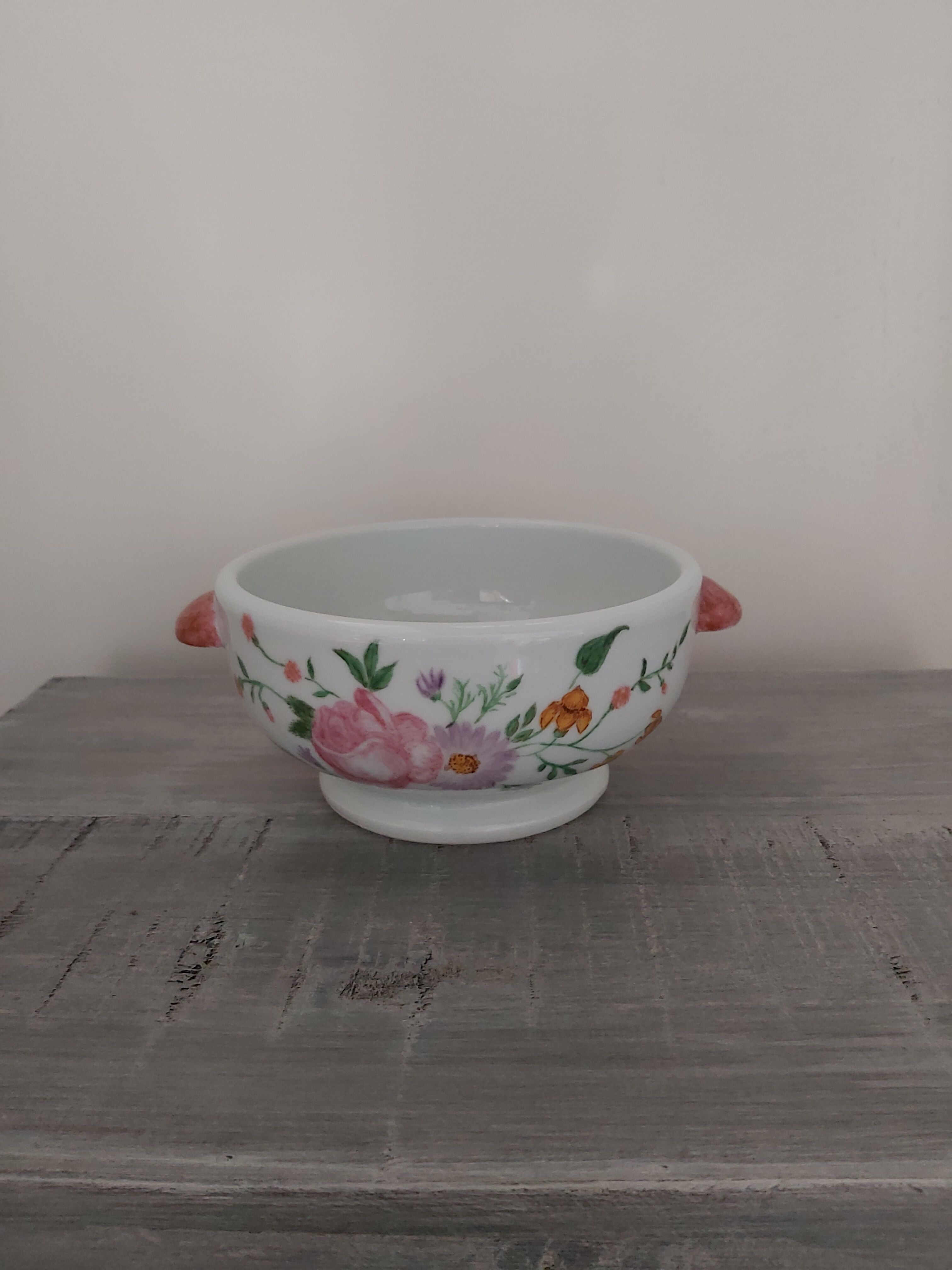 Flared bowl with CNP porcelain handles signed M.C.B. Noël 1980