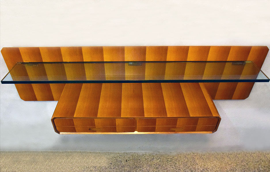 Suspended console in wood by La Permanente Mobili Cantù, 1950s