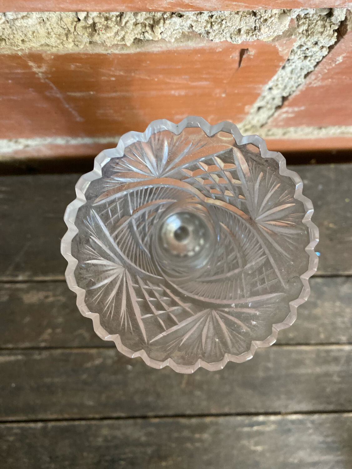 Vintage 1970s Cut Crystal Bohemian Vase #C866