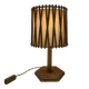 Rattan Table Lamp with Crosshatch Shade, Attributed to Louis Sognot,