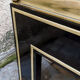 Table basse 1980 laquée noire laiton doré et verre 140cm