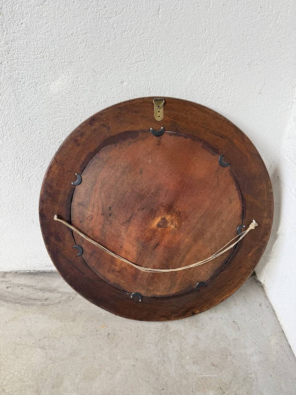 Round rattan mirror 1980
