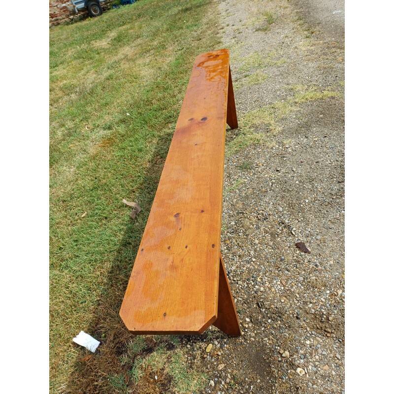 Table de ferme campagnarde en chêne et pin + 2 bancs