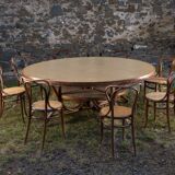 8 chaises et table en bois cintré, Empire Austro-Hongrois années 1900-1930