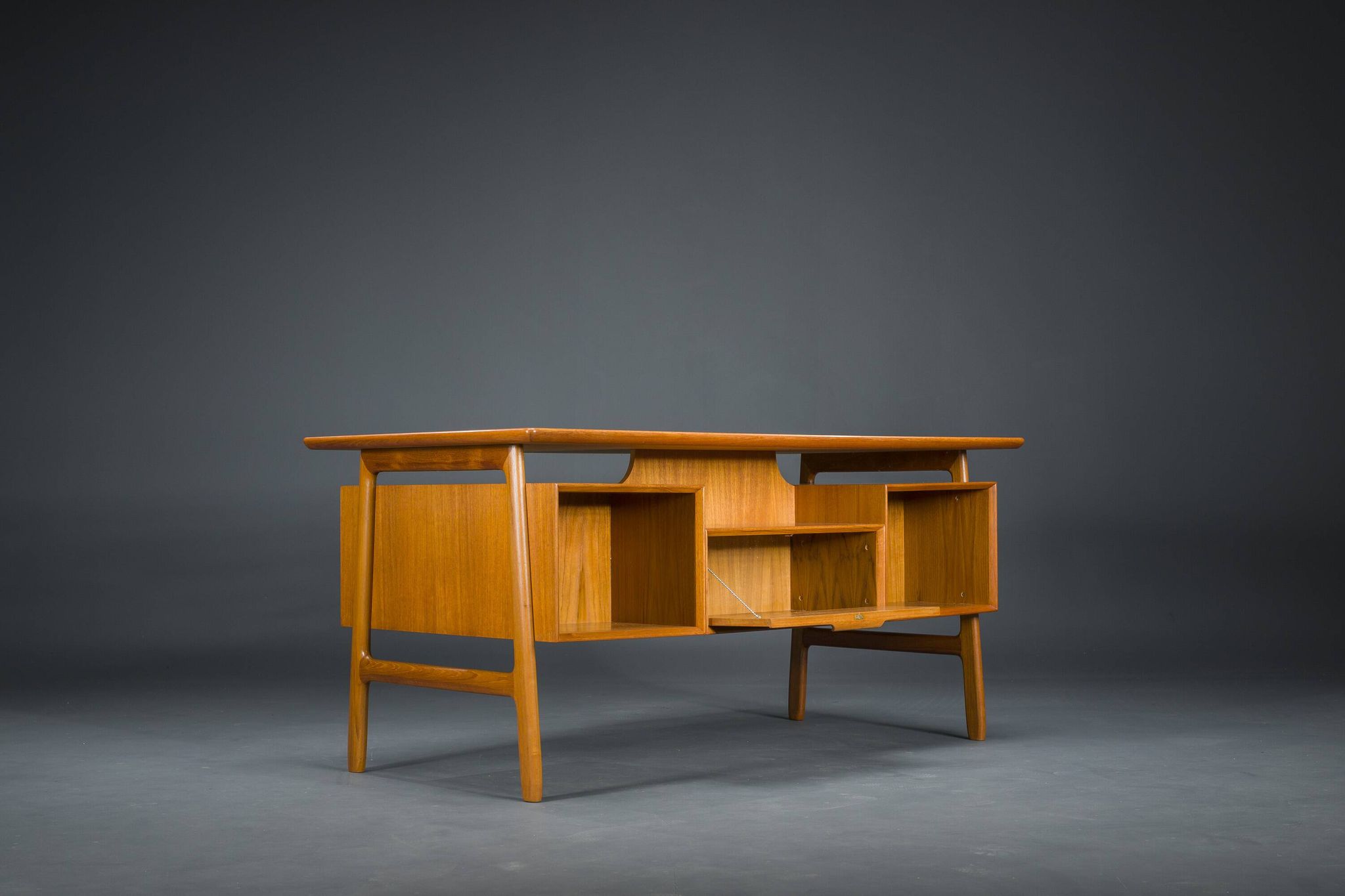 Model 75 Teak Desk by Gunni Omann for Omann Jun Furniture Factory, 1960s