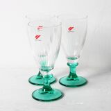 Set of 3 Vintage Bormioli Rocco Wine Glasses: Green Stem Harmonia, 1990s