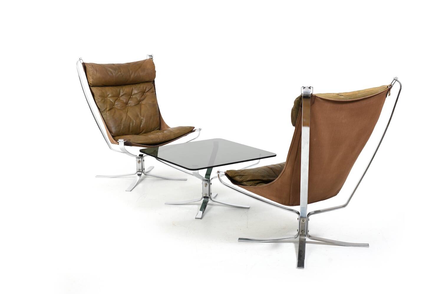 Chaises et table Chromed Falcon par Sigurd Ressell années 1970