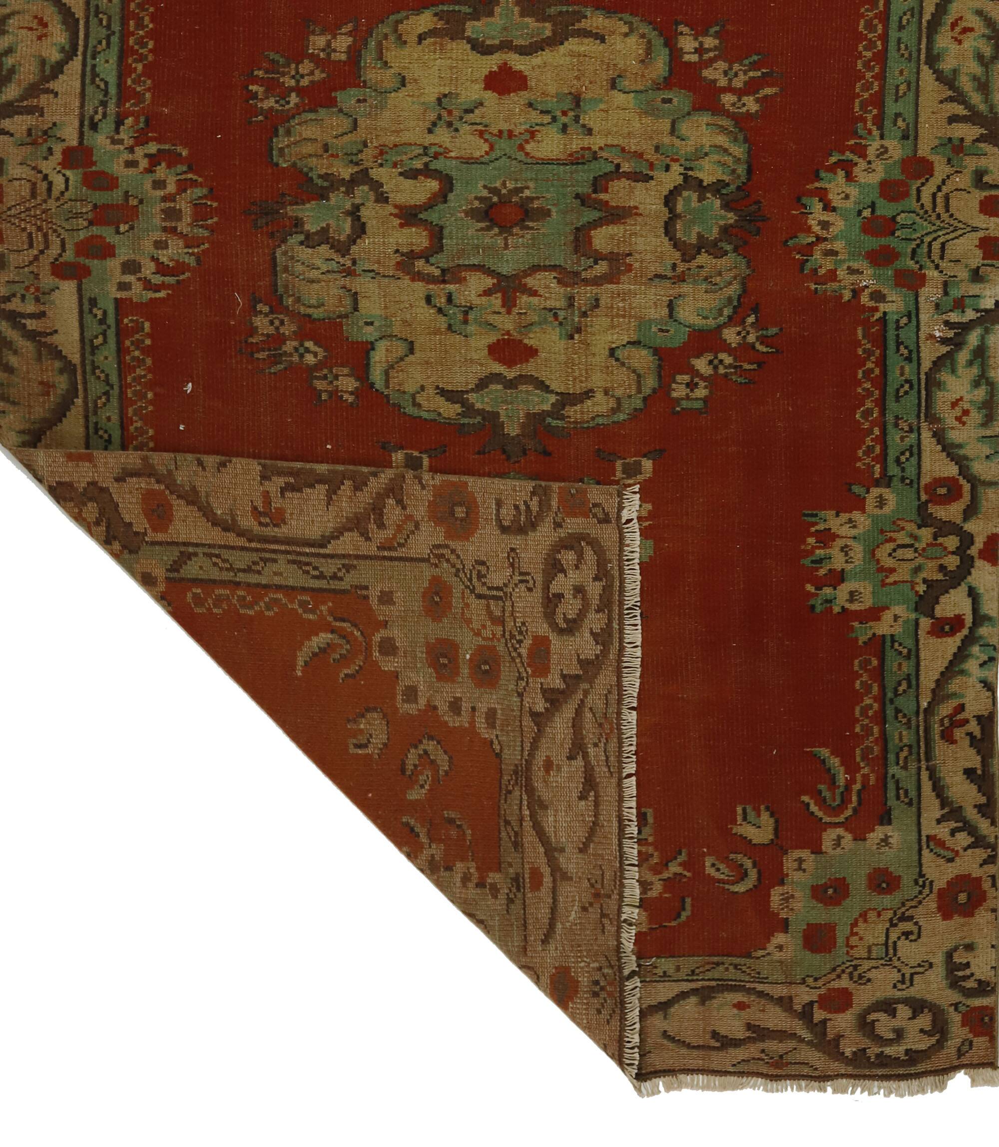 One-of-a-kind turkish handwoven vintage rug - rustic vintage charm 268x 172