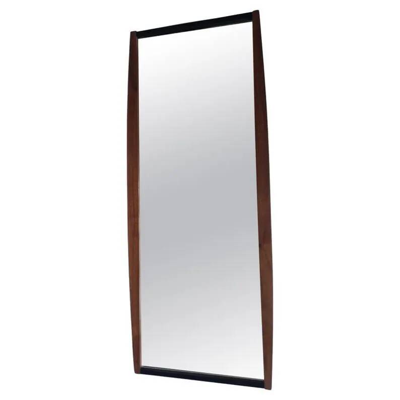 Midcentury Long Teak Wall Mirror, Denmark, 1960s