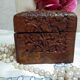 Ancient wooden jewelry box with mirror, engravings and brass décor,Asia India