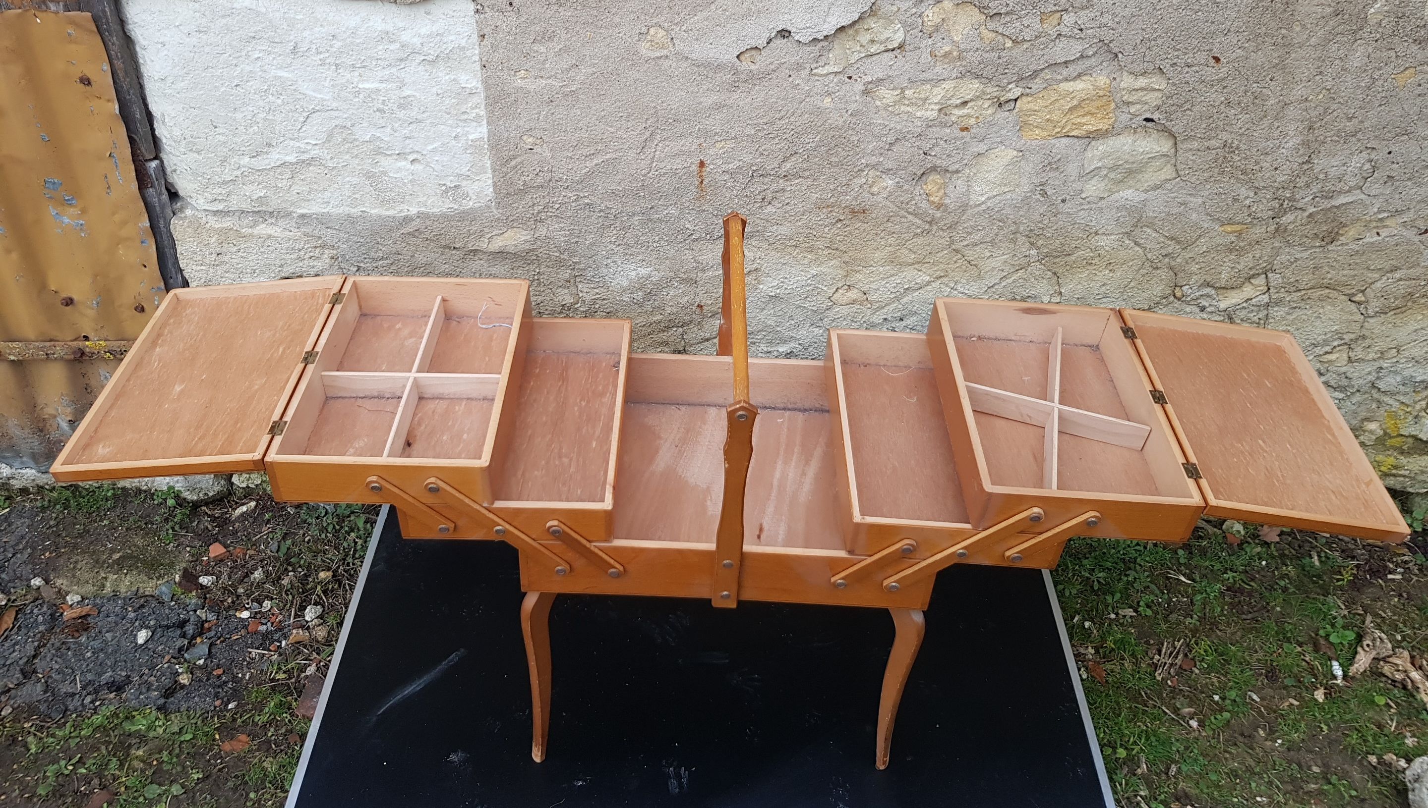 Wooden sewing basket