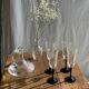 4 large Luminarc Octime vintage octagonal champagne flutes with black foot