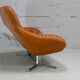 Sofa "space age". Leather, fiberglass, foam, steel. Circa 1970. Orange.